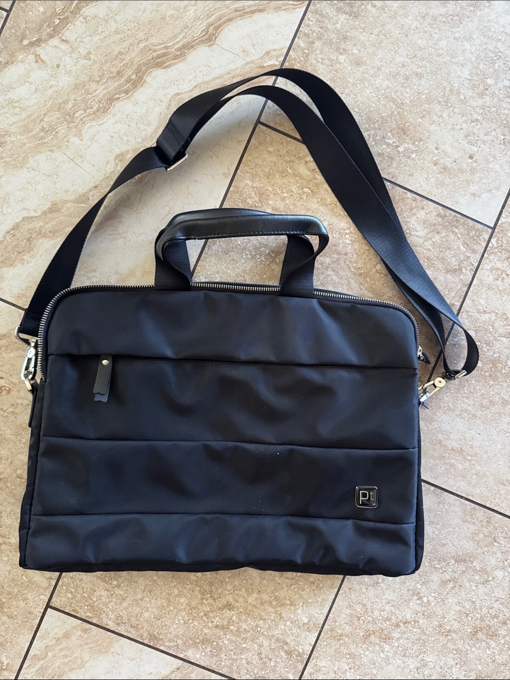 Black Quilted‎ Laptop Messenger Bag by PT
